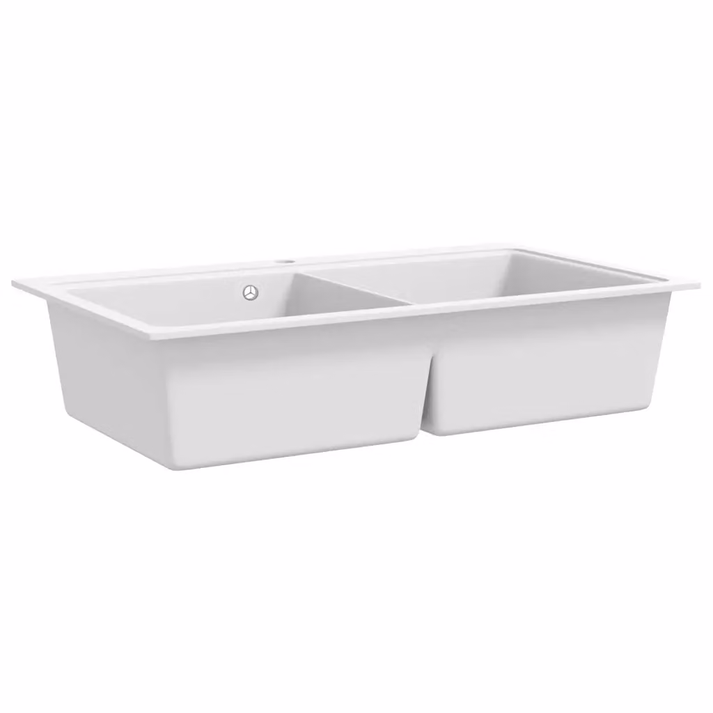 Lavandino da cucina doppio con montaggio sopra top vidaXL bianco L: 86 cm, P: 51 cm, H: 42 cm – 2