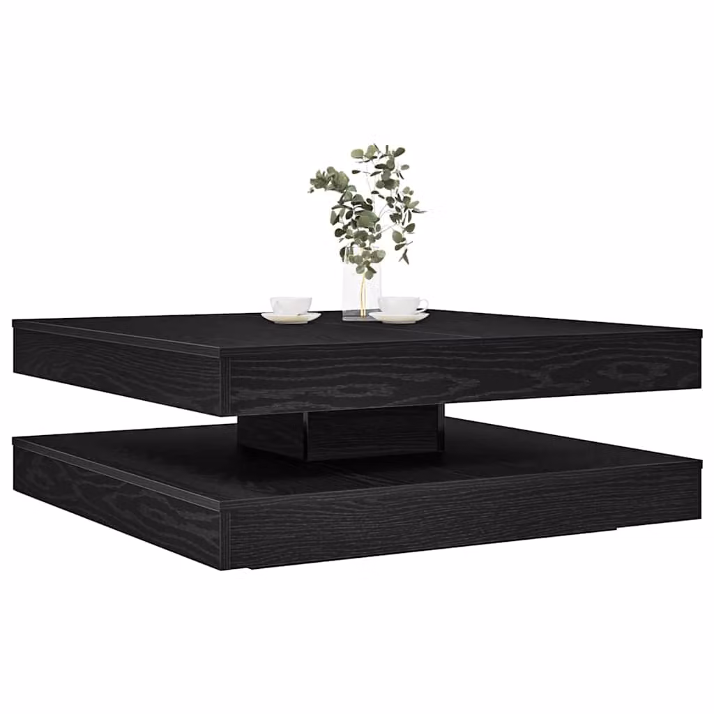 vidaXL Tavolino da Caffè Moderno Nero con Piano Girevole a 360 Gradi L: 90 cm, P: 90 cm, H: 34,5 cm