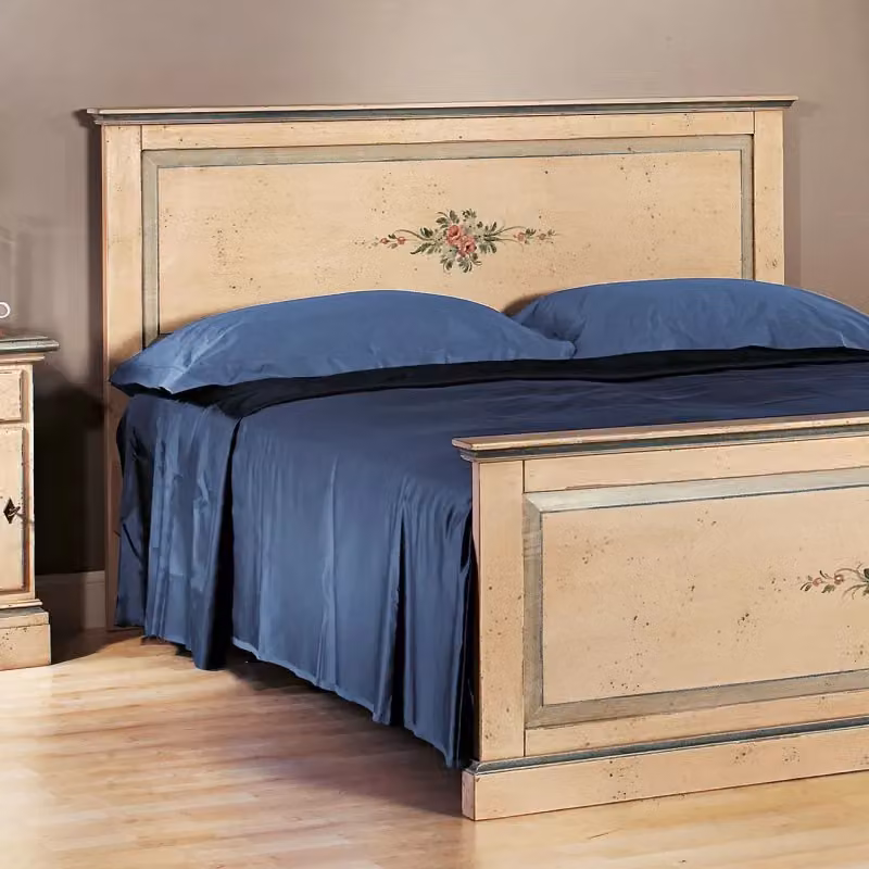 Letto matrimoniale dritto in legno stile shabby chic avorio e azzurro Mobili 2G L: 173 cm, P: 110 cm, H: 209 cm – 2