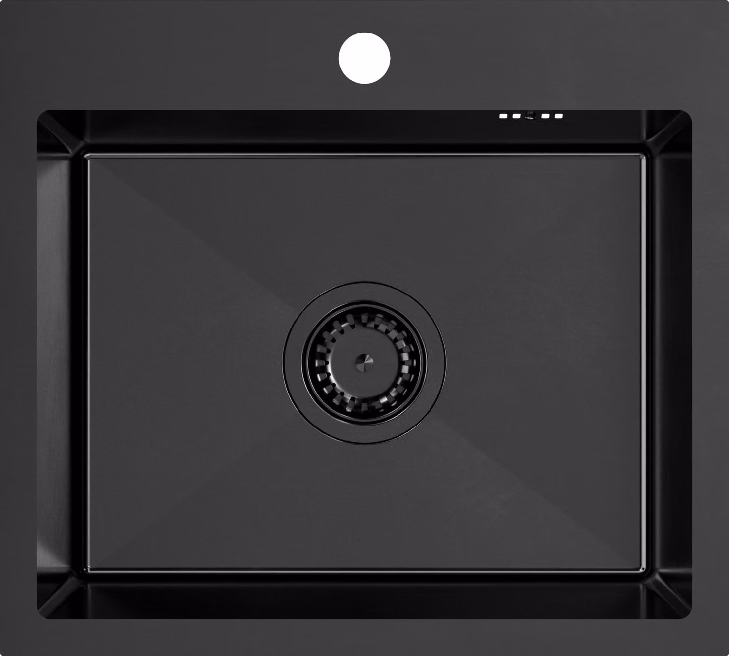 VBChome Lavello in acciaio inox 50 x 45 cm Nero Lavello da incasso in acciaio inox con foro per rubinetto Lavello da cucina in acciaio inox Lavello Grande vasca Set di scarico Sifone Lavello in acciaio inox