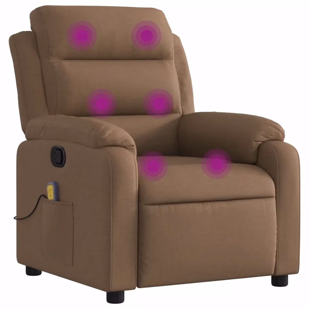 Poltrona relax reclinabile vidaXL in tessuto marrone con braccioli e leva manuale – 2