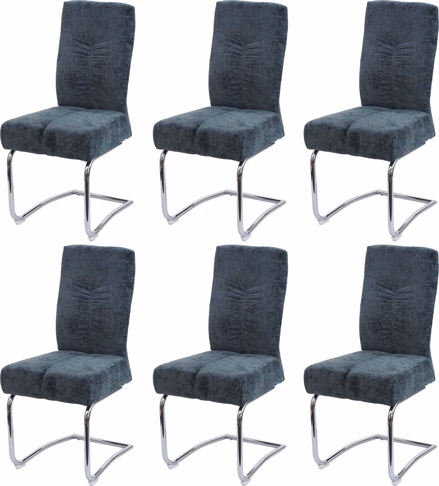 Set di 6 sedie da pranzo imbottite | A x L x P 105 x 46 x 60 cm | Altezza seduta 53 cm | Metallo Tessuto/Chenille | Blu-verde | Sedia da cucina Sedia a sbalzo Sedia con schienale