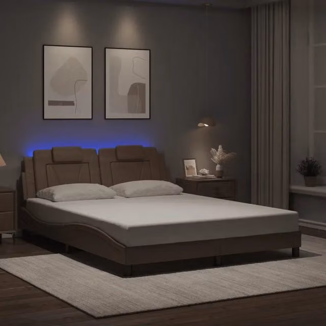 Giroletto Viana con LED senza Materasso-Struttura Letto Cappuccino 160x200 cm