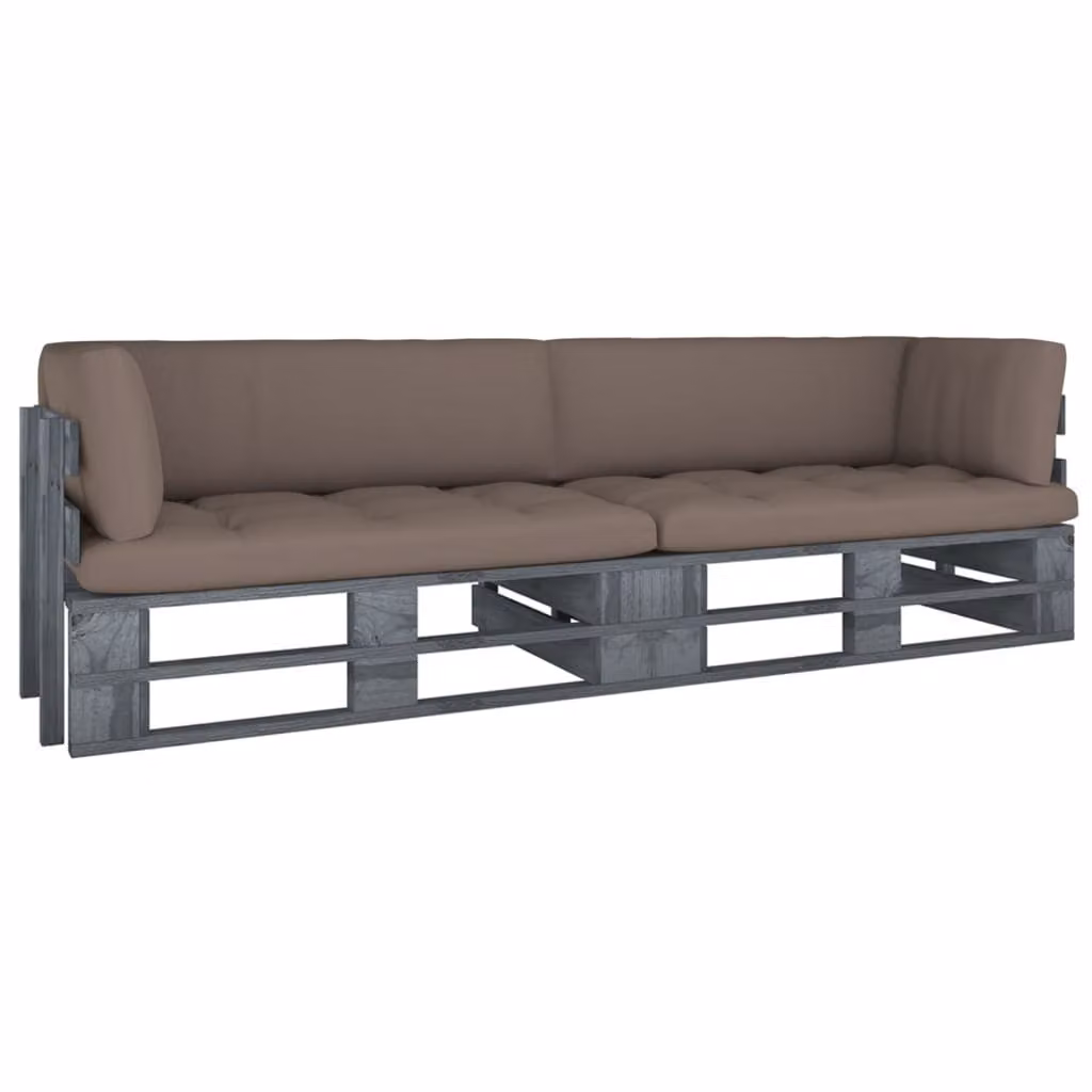 Maison Exclusive - Divano a due posti con cuscini, in legno di pino trattato, colore grigio