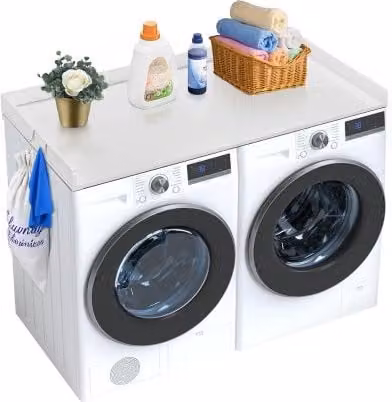 Coprilavatrice e Asciugatrice da Banco Vevor in Legno Bianco, L: 137 cm, P: 70 cm, H: 6,9 cm