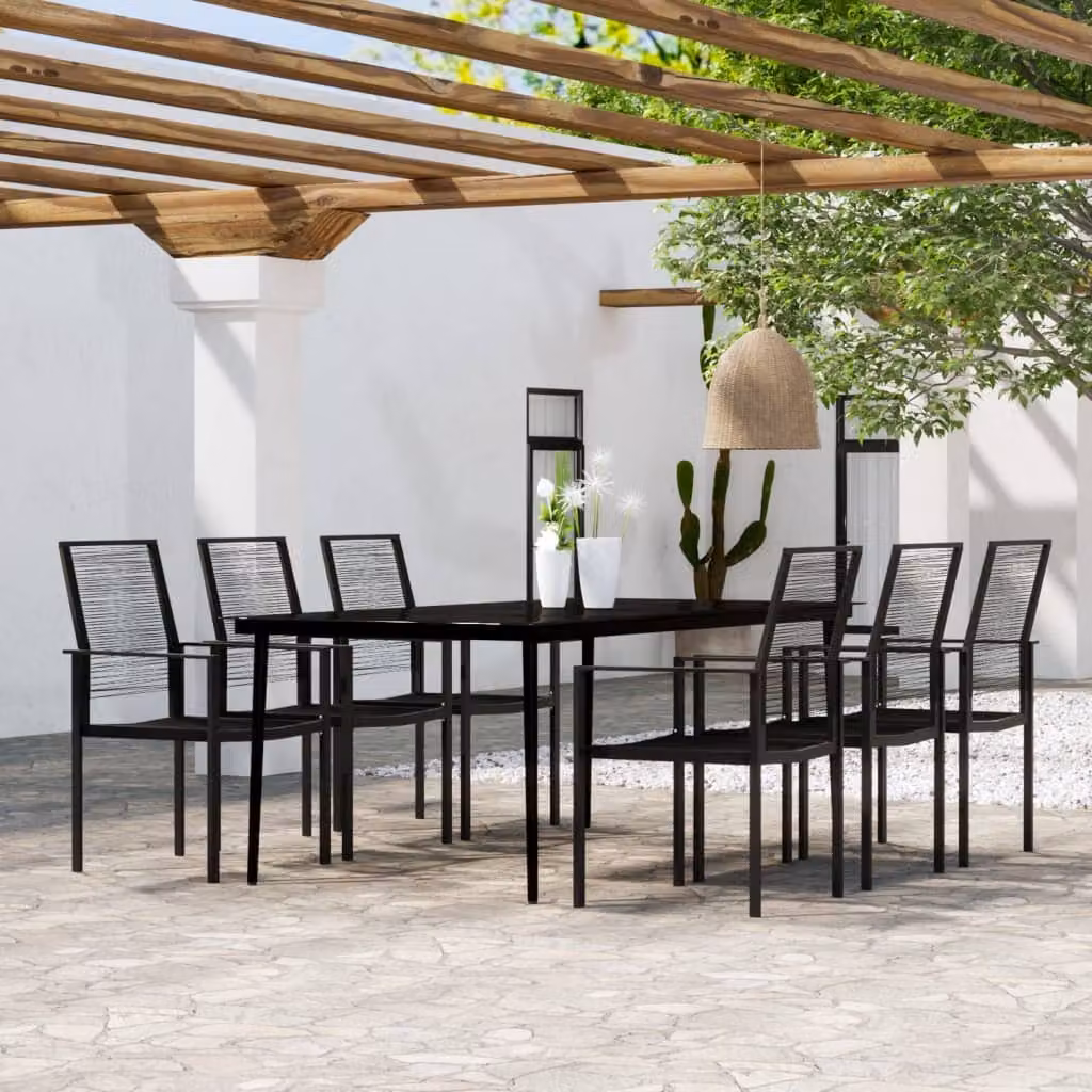 Maison Exclusive - Set da pranzo da giardino 7 pezzi nero