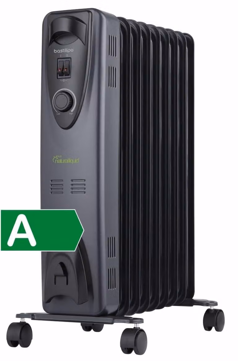 Radiatore elettrico compatto - Potenza: 1500 W - 9 elementi - Colore: nero - Montaggio a pavimento