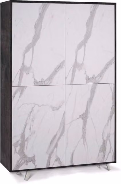 Mobile Multiuso 4 Ante 107x169x41 cm Ossido Nero/Marmo Calacatta