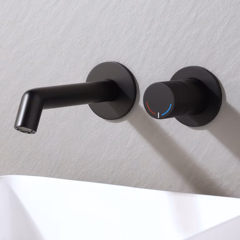 Rubinetto Miscelatore a Parete per Lavabo  - Nero - Lune by Hudson Reed