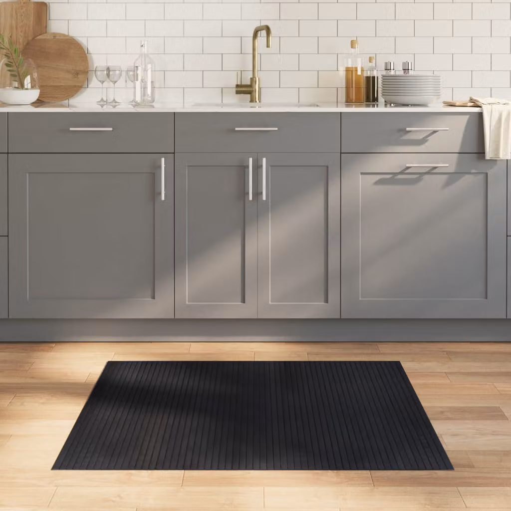 vidaXL Tappeto Rettangolare Moderno Nero in Bambù e Polipropilene, L 80 cm x P 100 cm