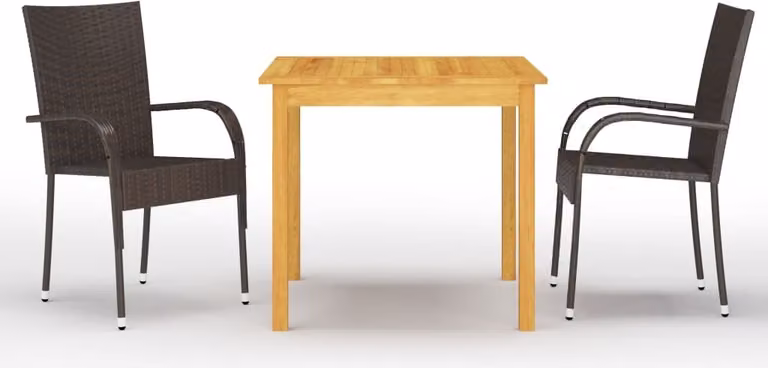 Maison Exclusive - Set da pranzo da giardino a 3 pezzi, marrone