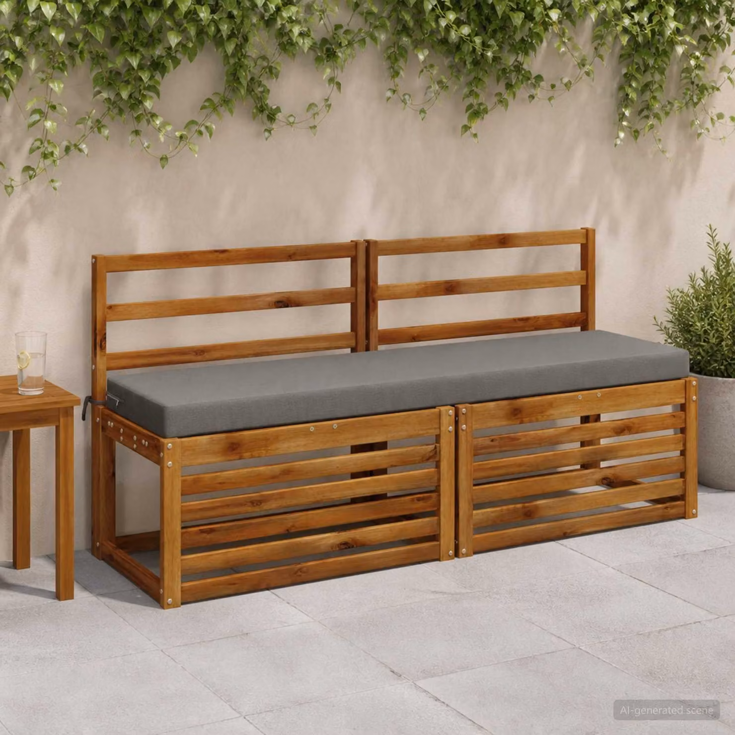 Set di 2 cuscini per panchina vidaXL SOEST in poliestere grigi, L 140 x P 40 x H 8 cm