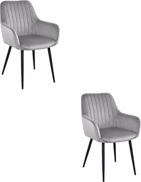 Set di 2 sedie moderne in velluto grigio con gambe in metallo nero KENDRA HOME