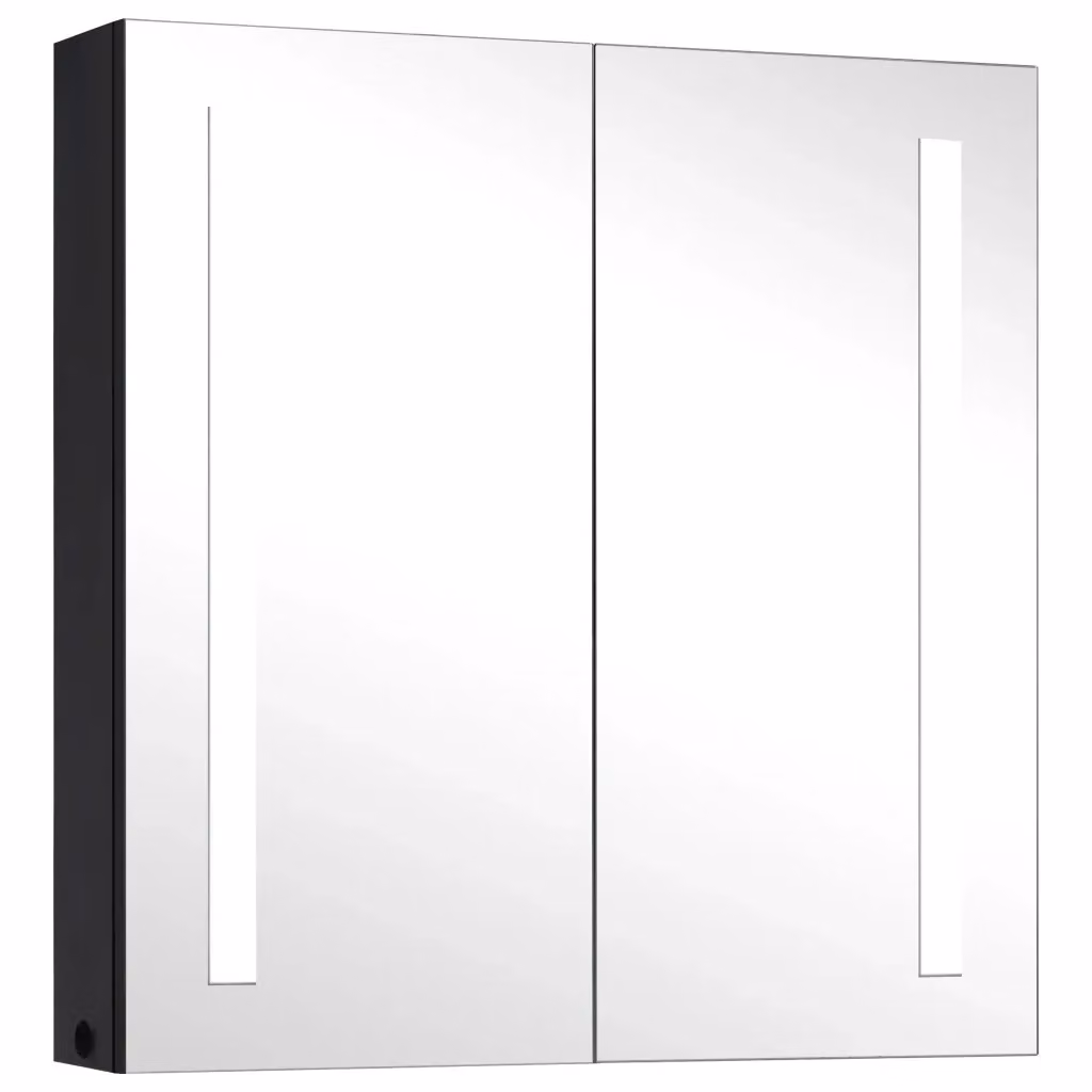 Armadietto da bagno moderno Design Mania con specchio e illuminazione LED, colore antracite e nero, L: 60 cm, P: 14 cm, H: 62 cm – 2