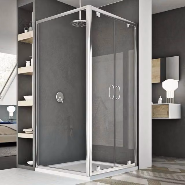 Box Doccia 90x80 AP. 80 CM H185 trasparente mod. Sintesi Duo 2 Ante