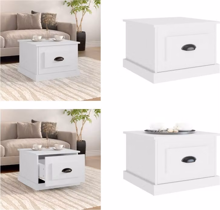 vidaXL Tavolino bianco 50x50x35 cm in legno - Tavolino - Tavoli da caffè - Tavolino - Tavolo da divano