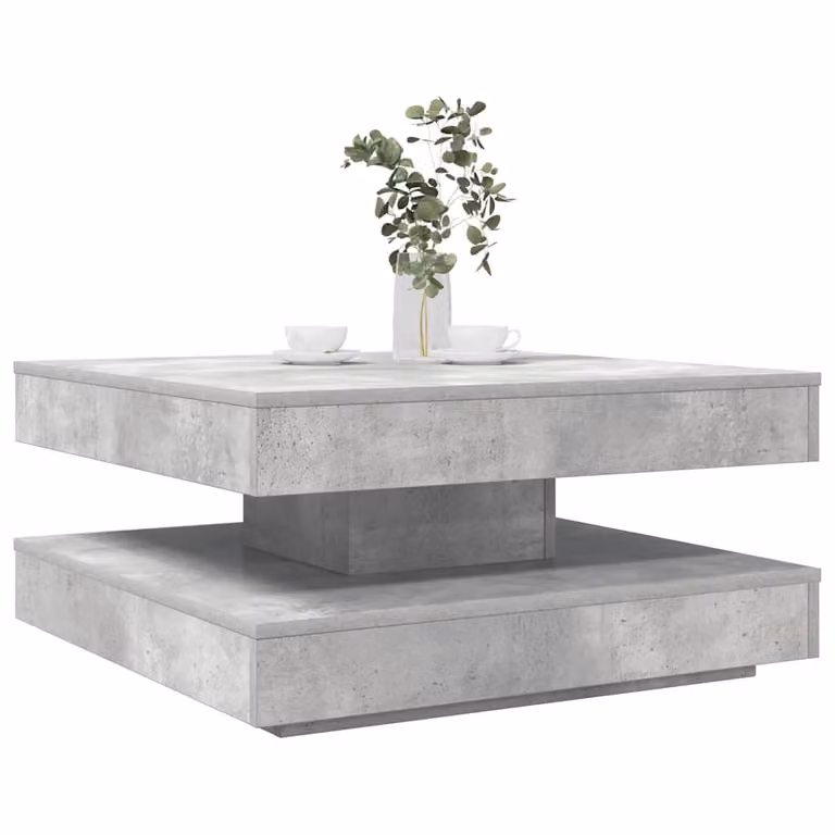 vidaXL Tavolino da Caffè Moderno con Piano Girevole a 360 Gradi Grigio L/P/H: 70 x 70 x 34,5 cm