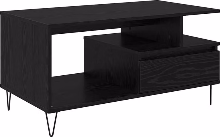 Tavolino da salotto con cassetto Rovere Nero 90 x 49 x 45 cm