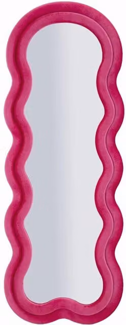 Specchio da Muro Miki Velluto Fuxia 60x4x160 cm in MDF e Poliestere e Specchio Fucsia