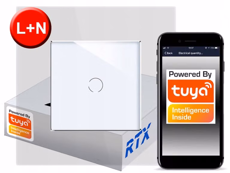 Interruttore tattile 1 circuito ZigBee TUYA RTX SH# L+N