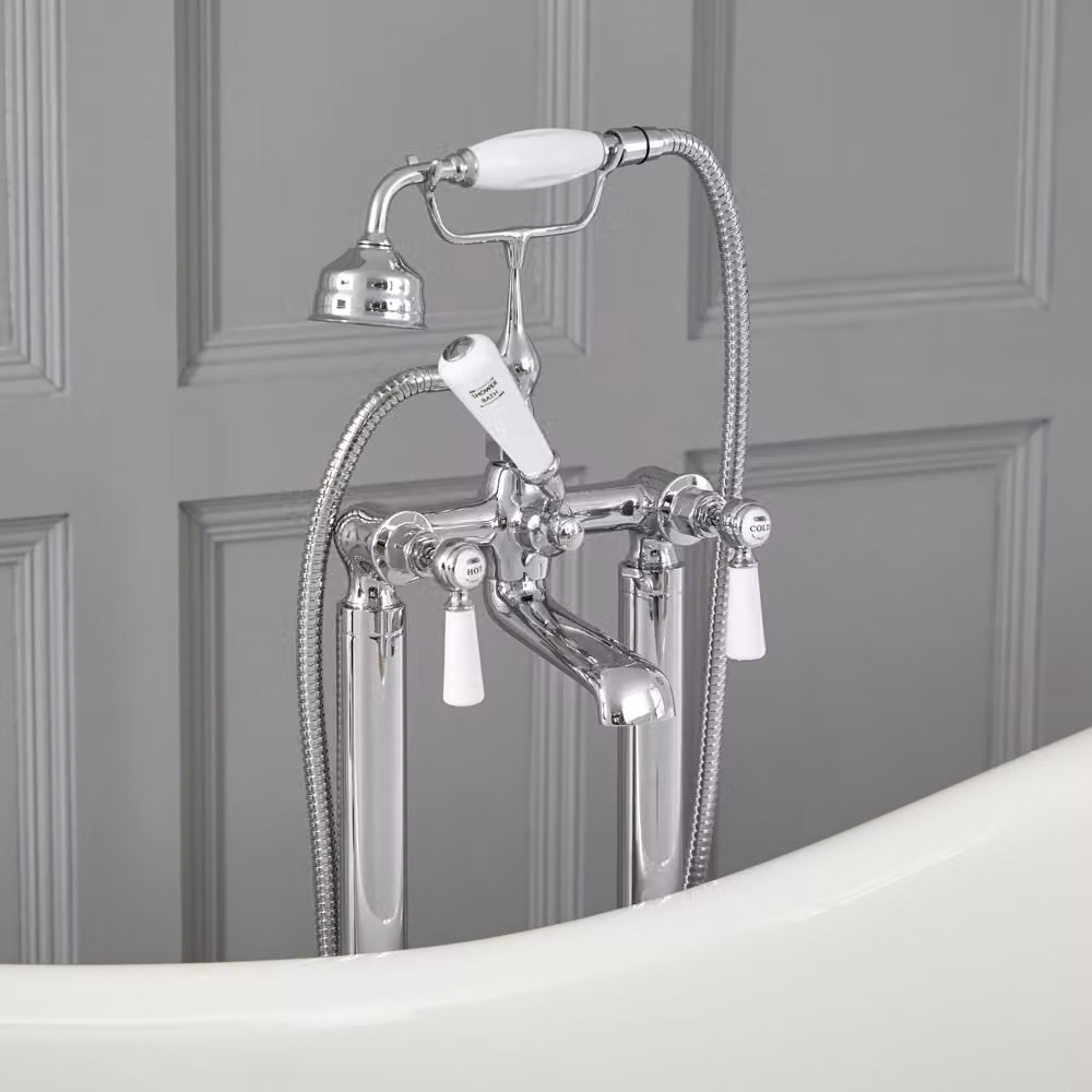 Gruppo Vasca Freestanding Tradizionale Cromo/Bianco - Stile Classico - Finitura premium - Elizabeth