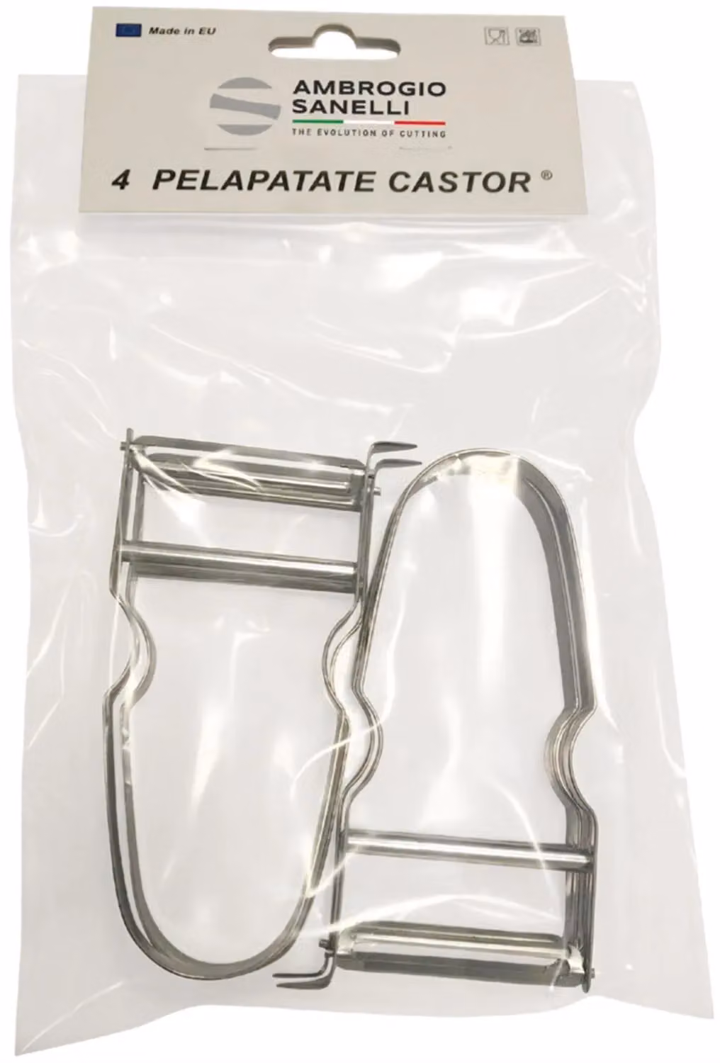 Pelapatate Castor lama inox, confezione 4 pezzi