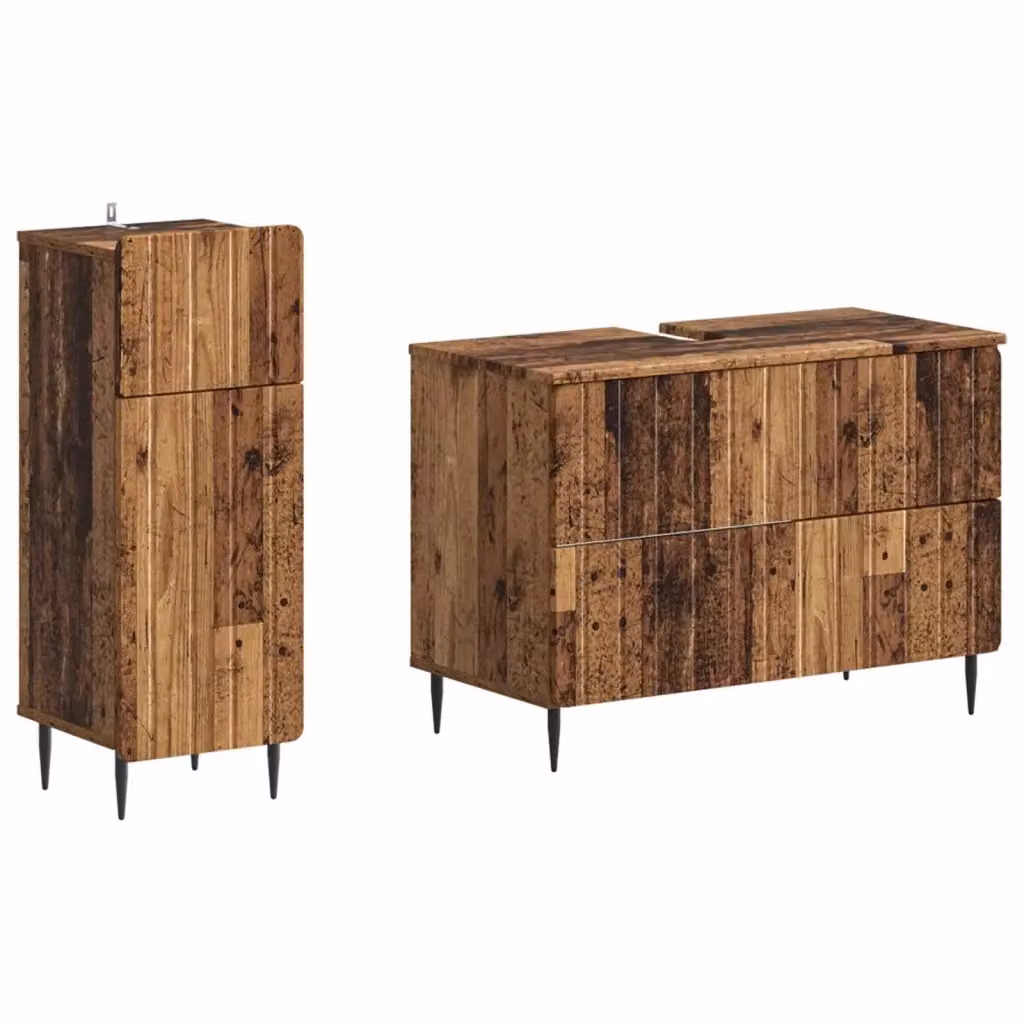 Set di mobili da bagno moderno vidaXL composto da base lavabo e pensile in legno marrone L/P/H: 82,0 x 59,0 x 34,8 cm e 41,0 x 34,8 x 76,7 cm – 2