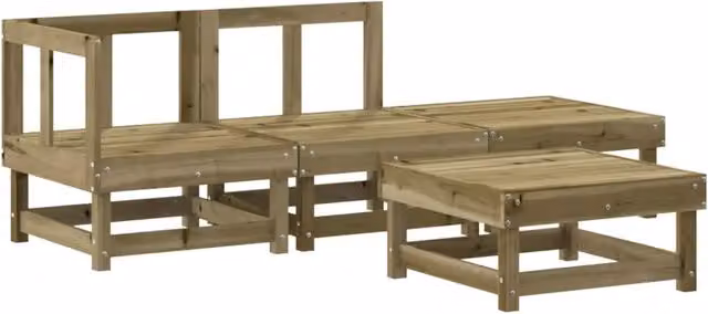 Set Salotto da Giardino 4 pz | Set di Mobili da Esterno in Legno Impregnato di Pino