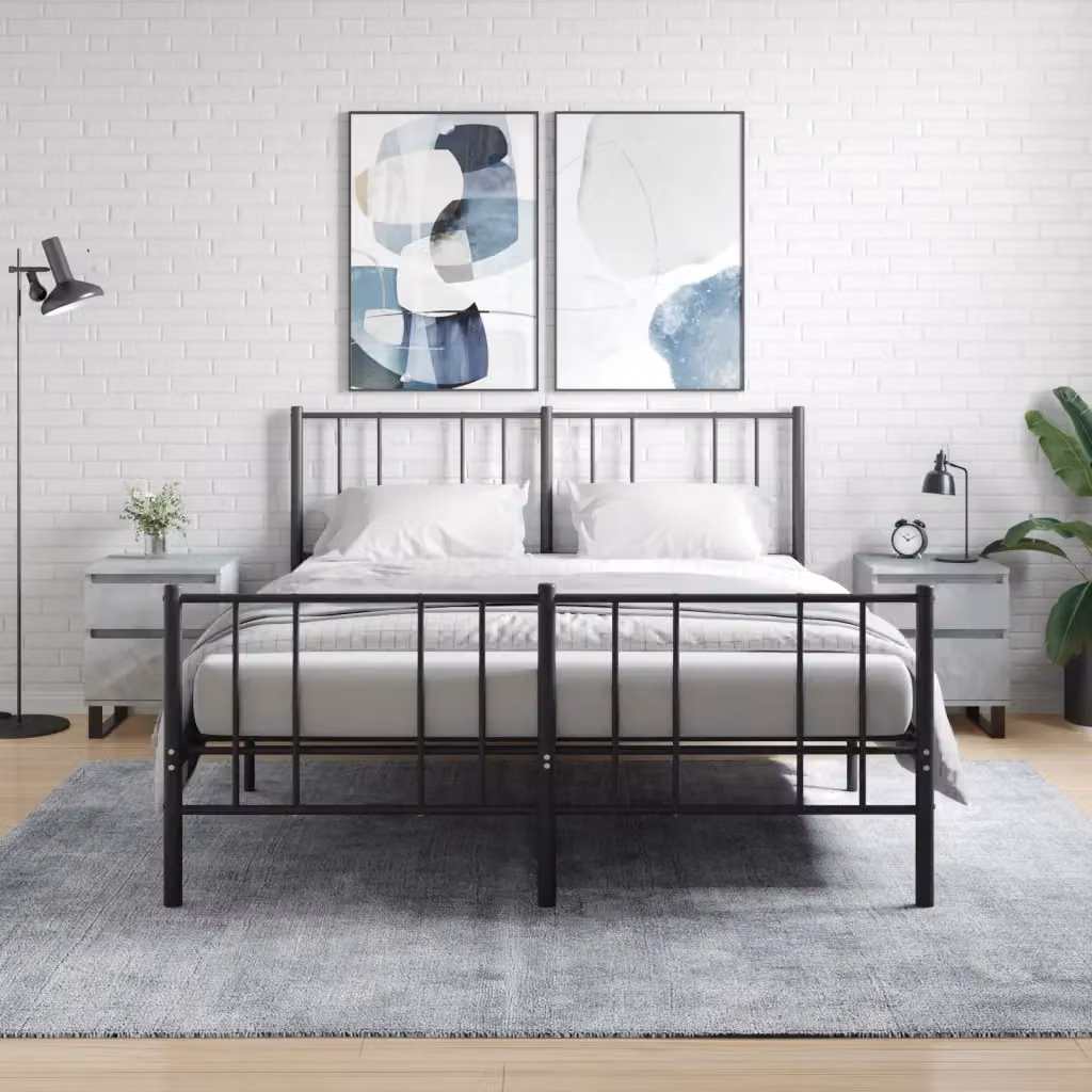 Set di 2 comodini moderni vidaXL in legno e metallo, colore grigio, L 40 cm x P 35 cm x H 50 cm