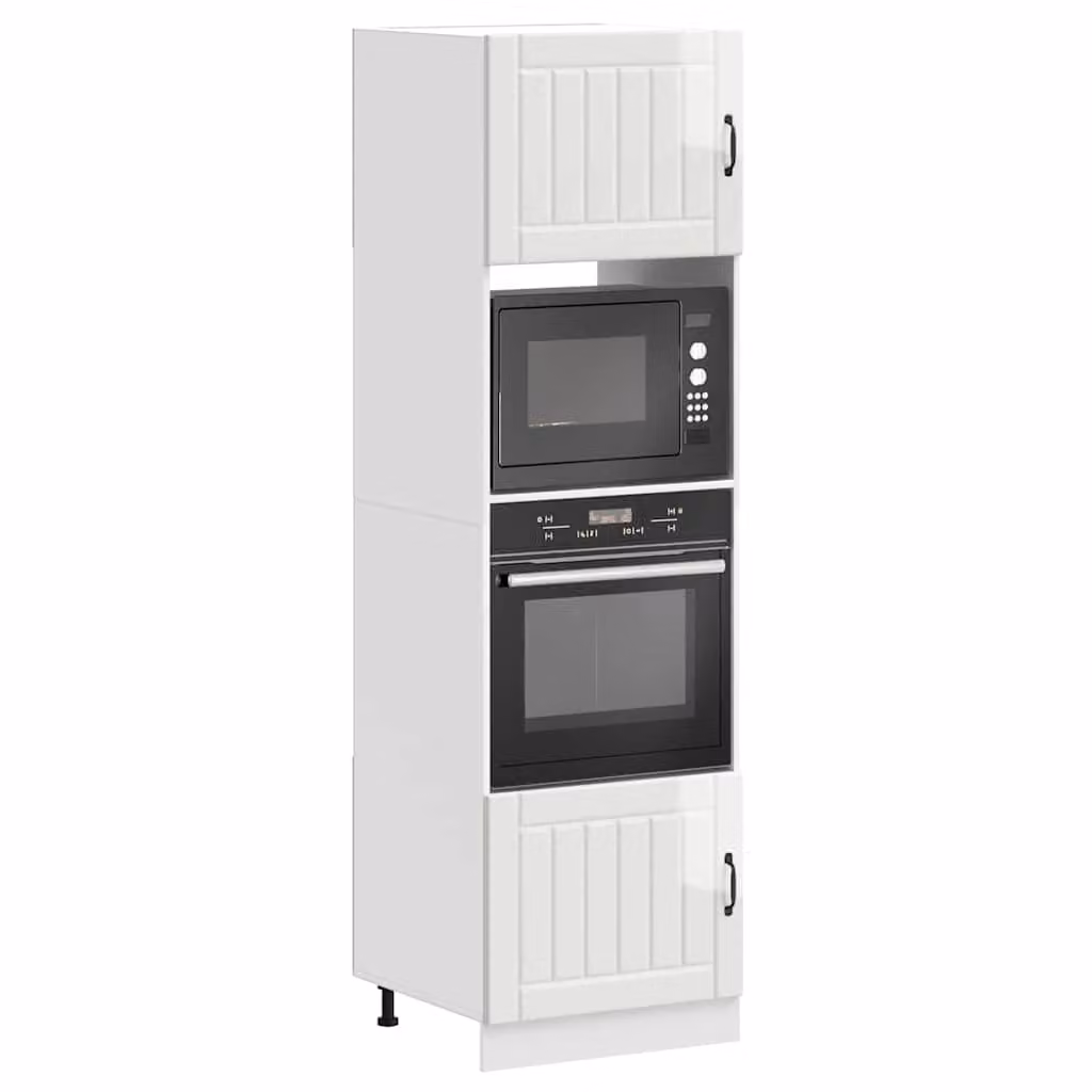 Set di 2 armadi per forno vidaXL Lucca bianchi lucidi in legno multistrato e MDF