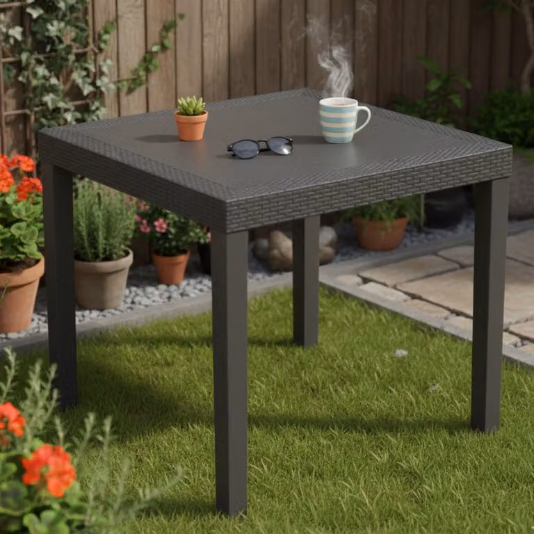 Frostproof - Tavolo da Esterno, 78x78x73h cm Nero Antracite, 4 Posti Italy
