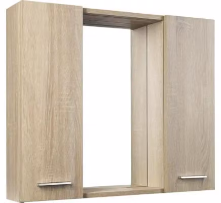 Aqualine ZOJA/KERAMIA FRESH STRIP Armadietto a specchio con illuminazione a LED, 70x60x14 cm, rovere platino
