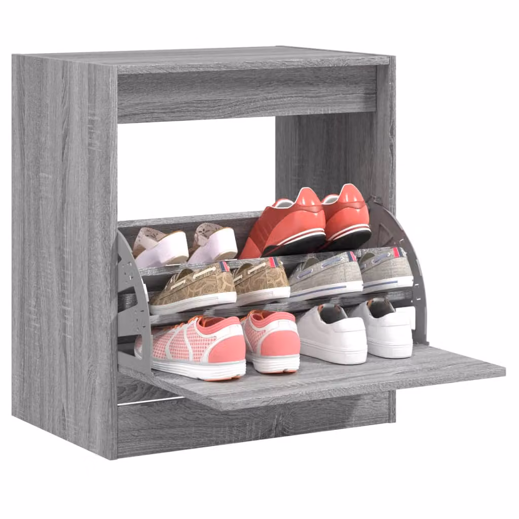 Scarpiera a parete moderna vidaXL in legno grigio opaco L: 60 cm, P: 42 cm, H: 69 cm