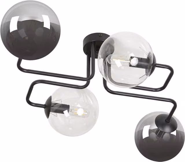 Plafoniera Emibig in metallo e vetro multicolor nero con 4 lampadine E14 dimmabile