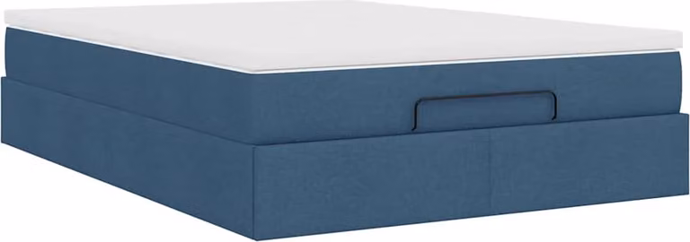 Struttura Letto Pouf con Materasso Blu 140x200cm in Tessuto