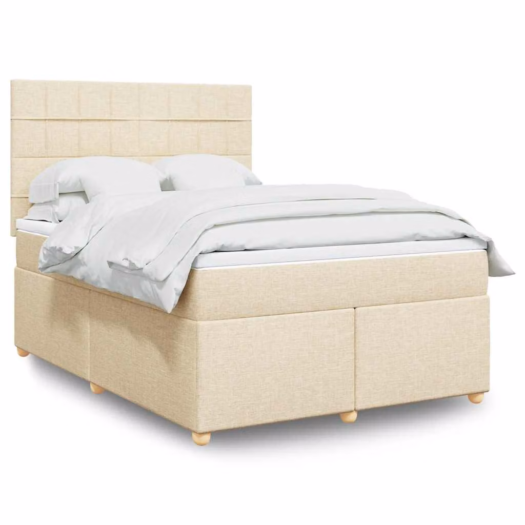 vidaXL Letto Ibrido con Materasso e Cassetti, Colore Beige e Bianco, L/P/H: 144 x 190 x 150,5 cm