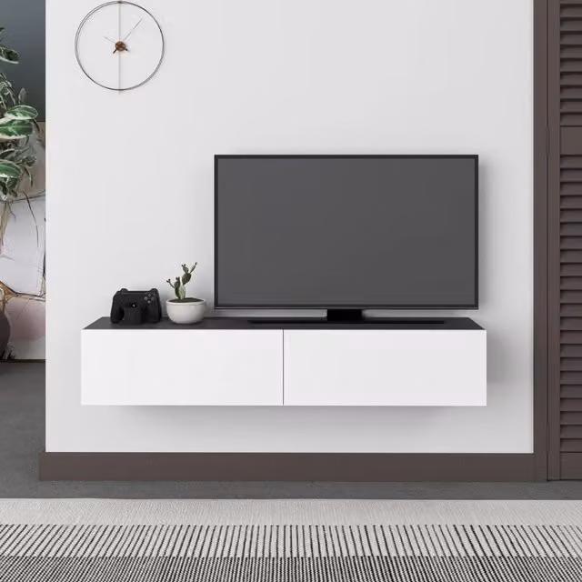 Mobile porta Tv sospeso ante a ribalta Francy colore antracite bianco 135 cm