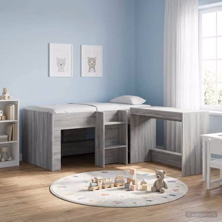 Letto alto per bambini vidaXL in legno grigio L: 160 cm, P: 80 cm, H: 120 cm