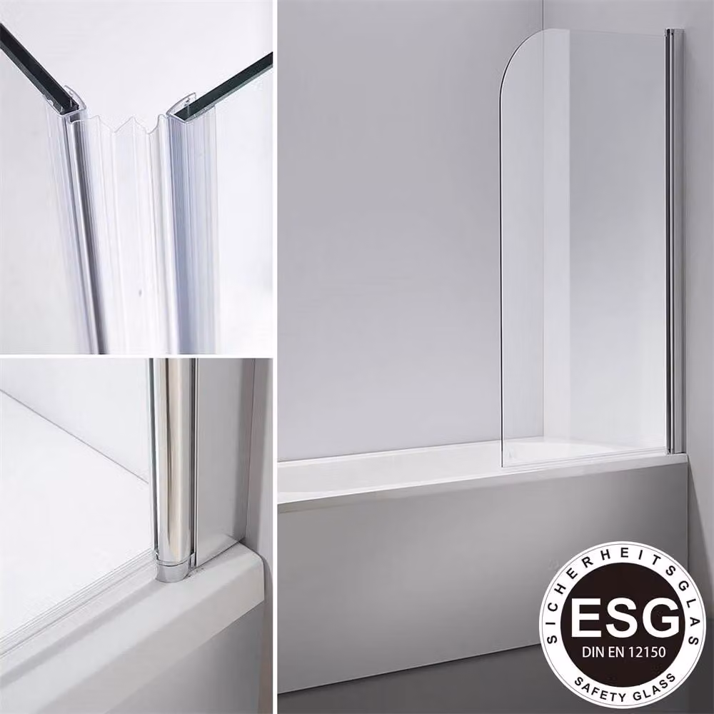 Box doccia in vetro 140x80 cm Parete pieghevole per vasca da bagno Girevole Guarnizione Accessorio