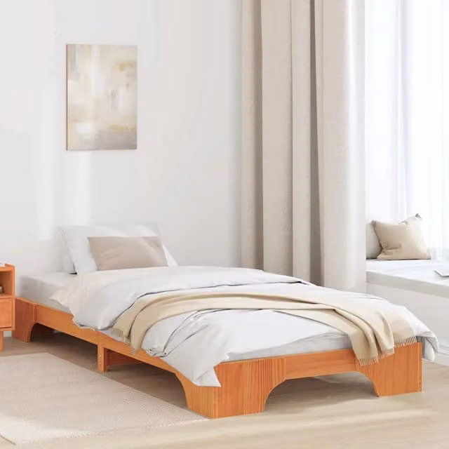Struttura letto con giroletto in pino massello marrone cerato L/P/H: 200 x 90 cm – 1