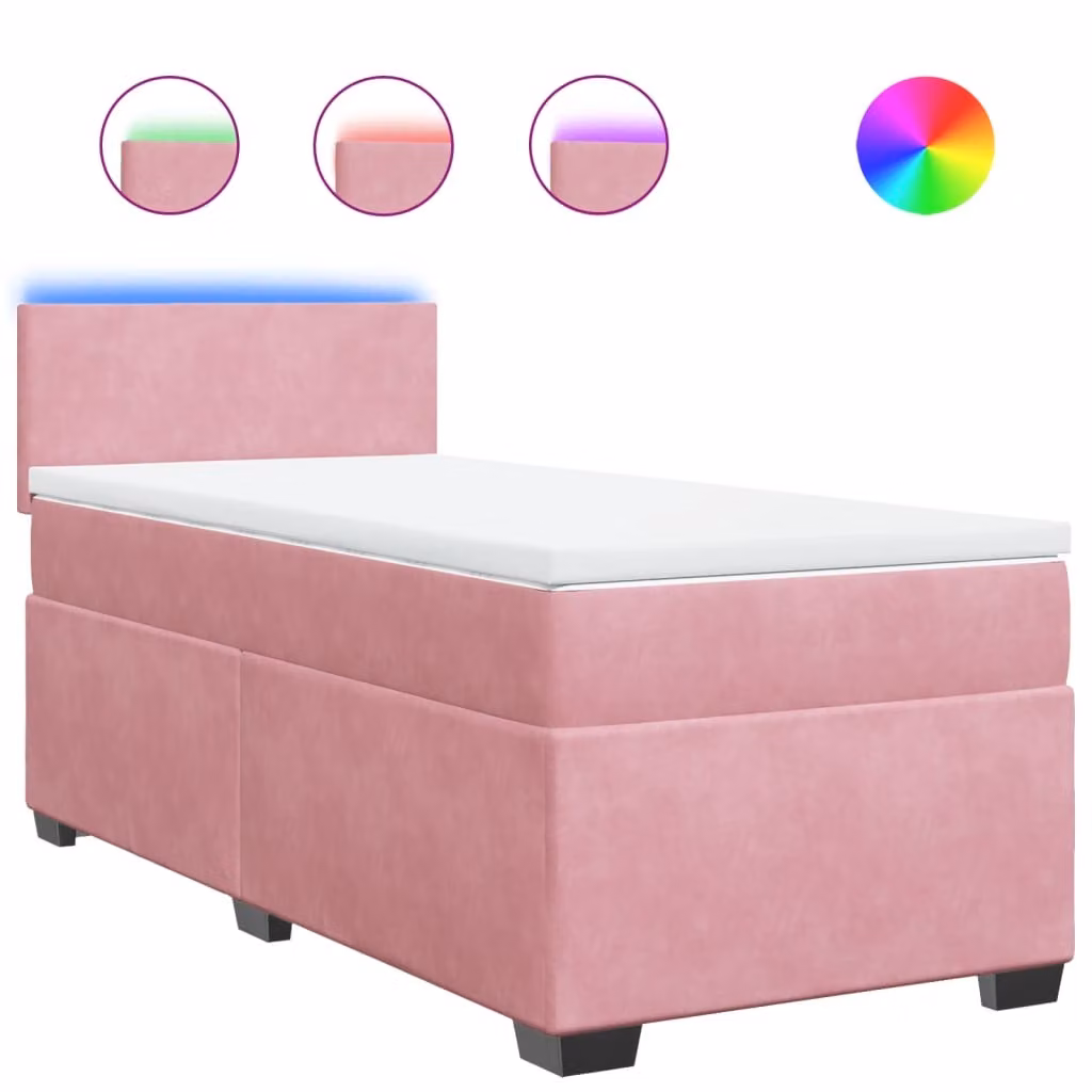 Giroletto a Molle con Materasso Rosa 90x200 cm in Velluto