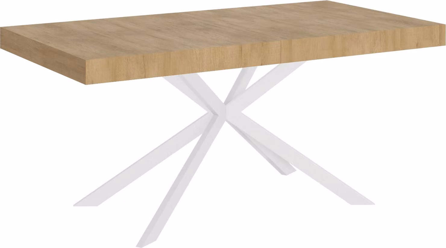 ITYHOME - Tavolo allungabile 160/420X90 cm Plaker quercia natura gambe bianche