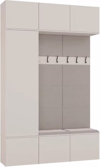 Armadio moderno HAGA III beige con ante a battente e appendiabiti, H 238 cm x L 150 cm x P 35 cm