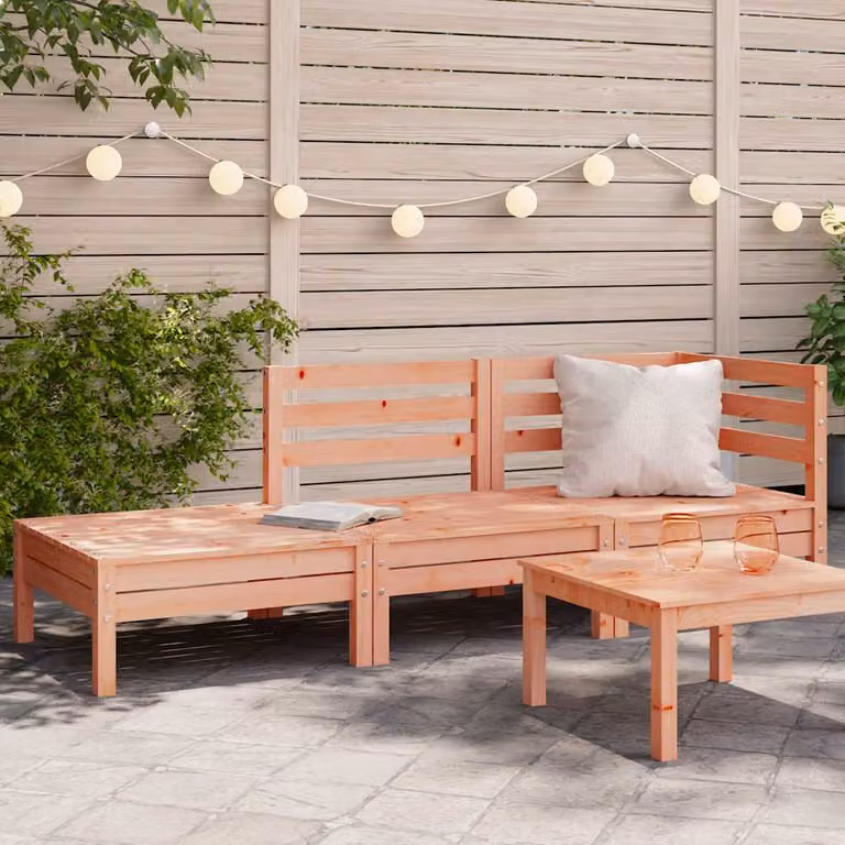 vidaXL Divano da Giardino 3 Posti in Legno di Douglas Marrone con Cuscini