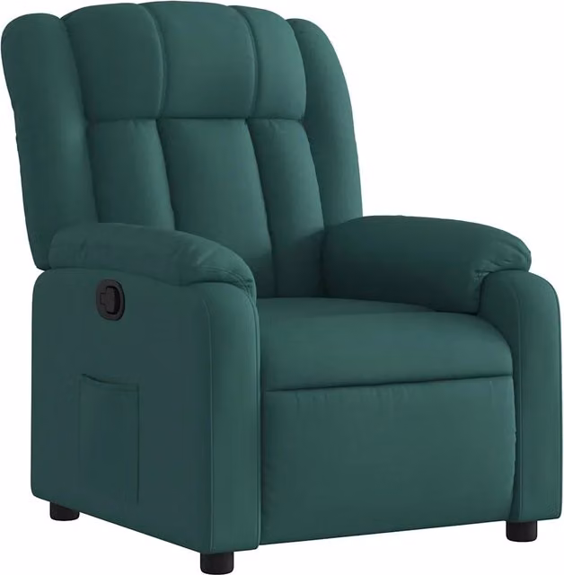 Poltrona | Sedia Relax Reclinabile in Tessuto Verde Scuro