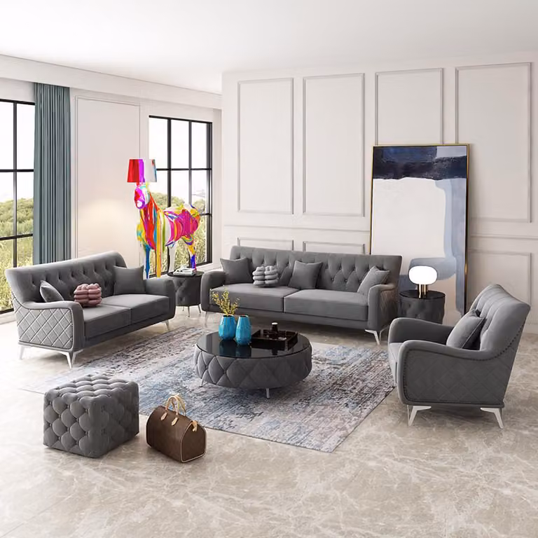 Sofa Couch Samt Polster Sitz 321 Sitzer Design Couchen Sofas Stoff Garnitur