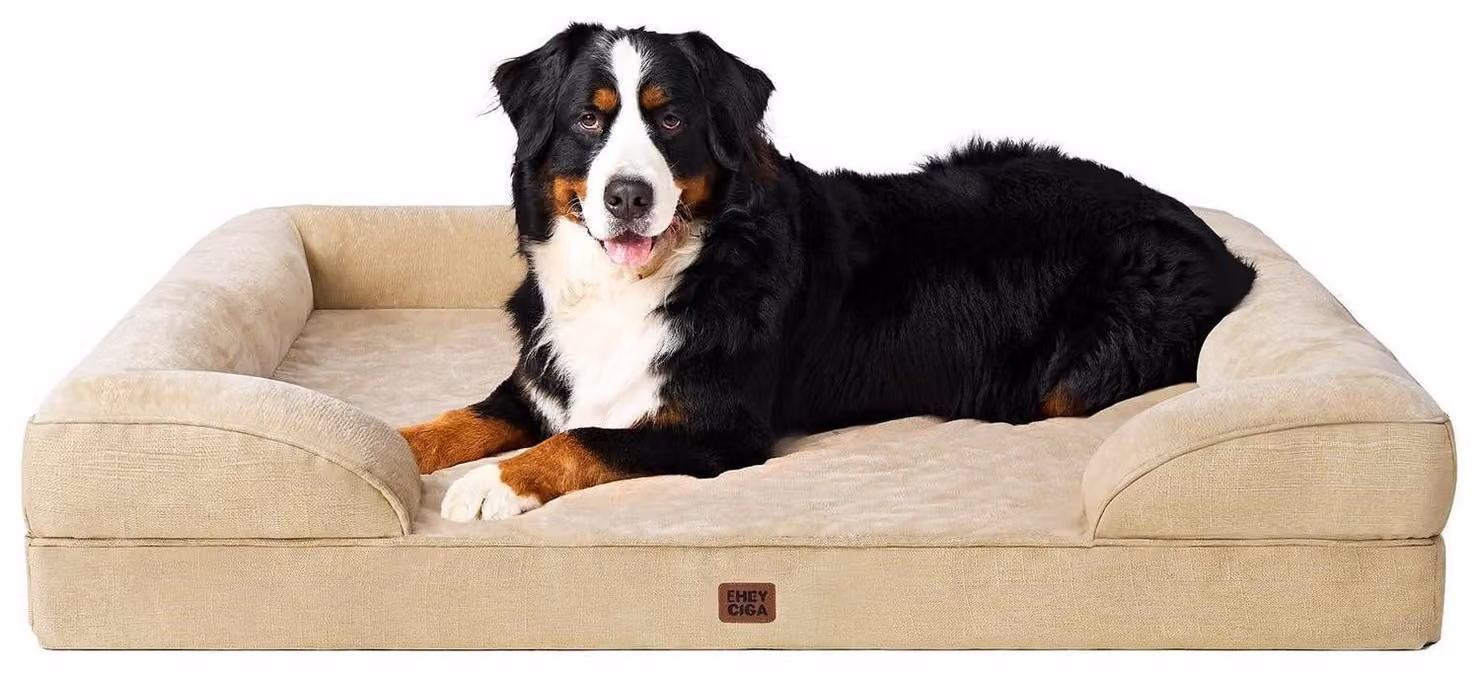 Cuccia ortopedica per cani di grossa taglia, dimensioni 132x104 cm, color marrone chiaro