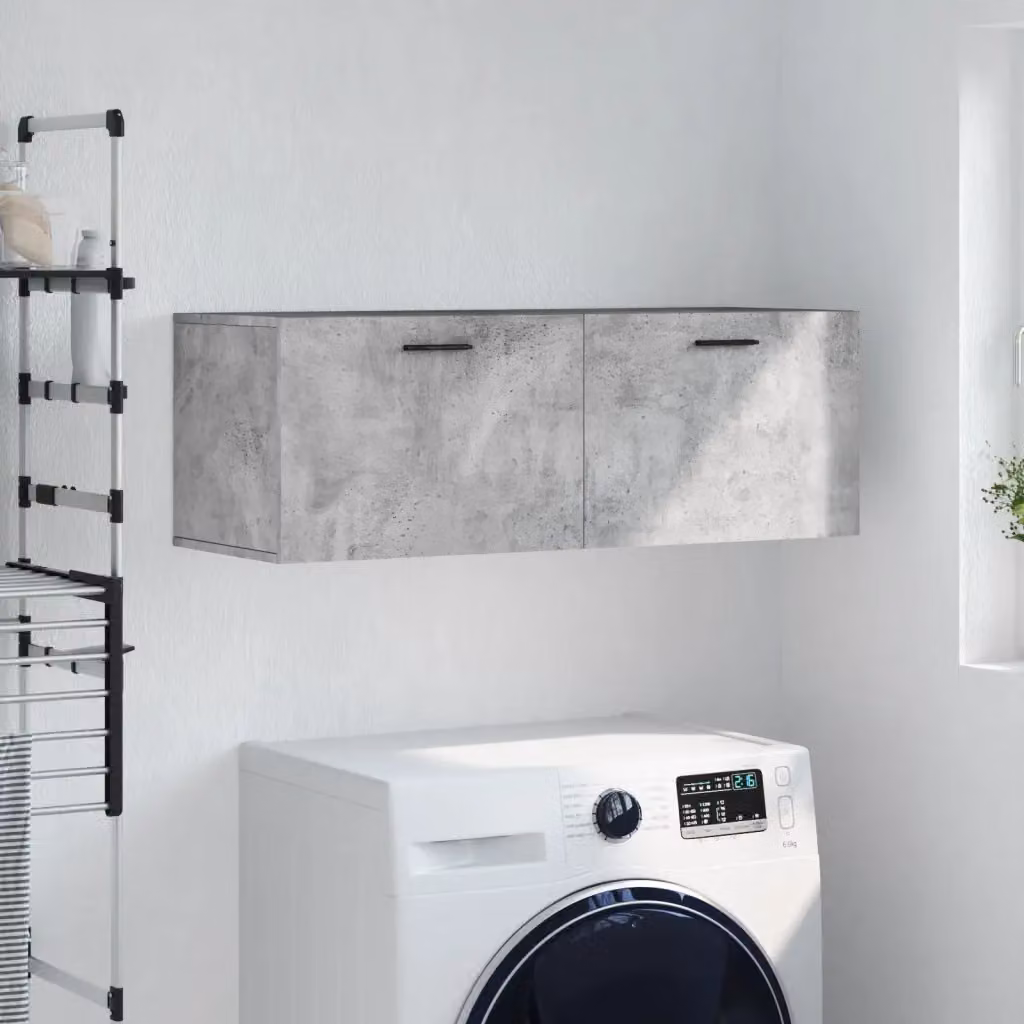 Mobile a parete vidaXL in legno multistrato e MDF, stile moderno, colore grigio cemento, L 100 x P 36,5 x H 35 cm