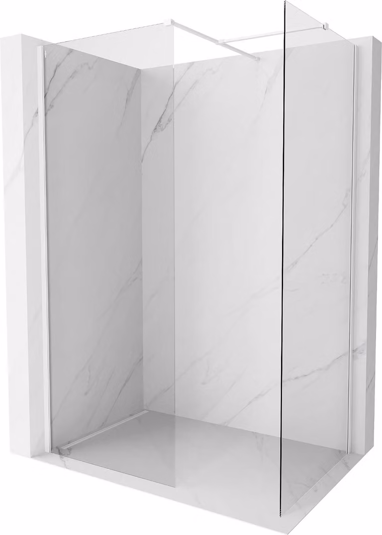 Mexen Kioto-X parete doccia Walk-in 80 x 70 cm, trasparente 10 mm, bianca - 800-080-202-20-00-070-X