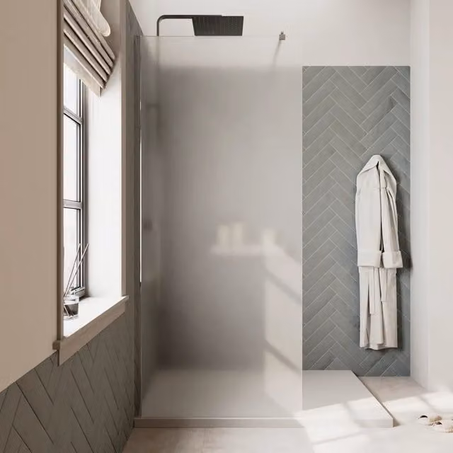 Doccia walk-in 110 cm vetro 8mm anticalcare opaco h200 profili cromo | Keros